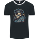 Australian Sheepdog Samurai Warrior Fantasy Mens Ringer T-Shirt FotL Black/White