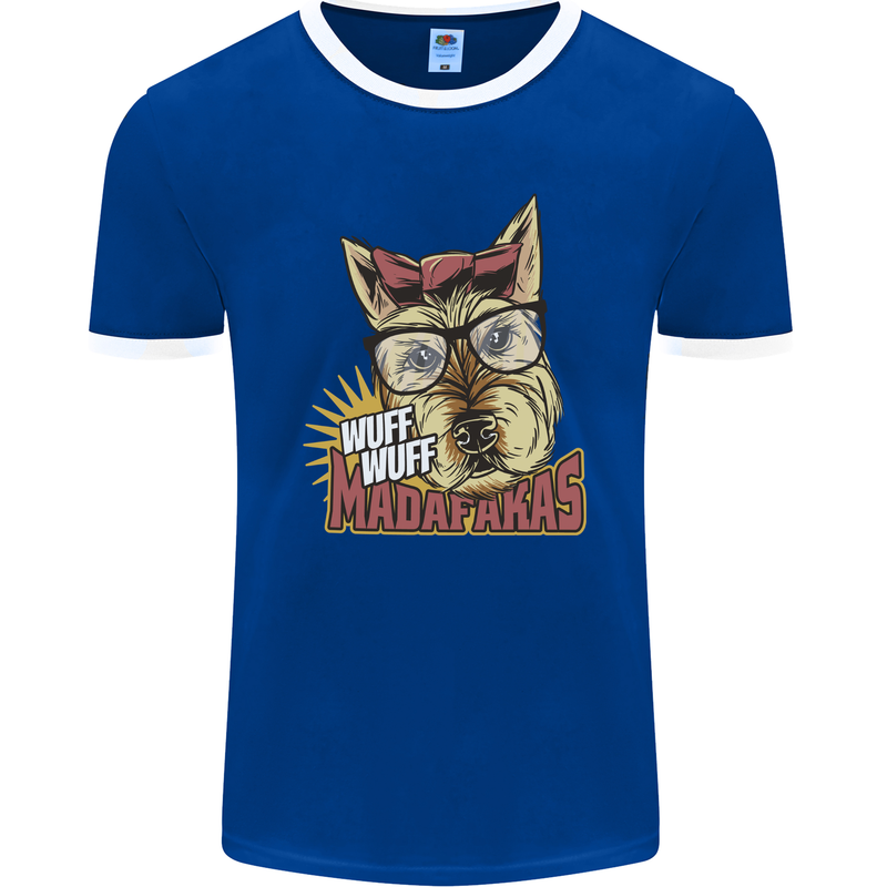 Wuff Wuff Madafacas Funny Dog Mens Ringer T-Shirt FotL Royal Blue/White