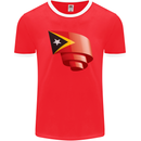 Curled East Timor Flag Day Football Mens Ringer T-Shirt FotL Red/White