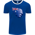 Curled Australia Flag Australian Day Football Mens Ringer T-Shirt FotL Royal Blue/White