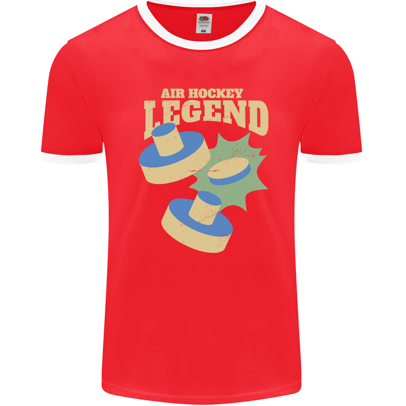 Funny Air Hockey Legend Mens Ringer T-Shirt FotL Red/White