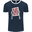 Black Lives Matter Racial Equality Sign Mens Ringer T-Shirt FotL Navy Blue/White