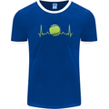 Tennis Player ECG Pulse Mens Ringer T-Shirt Royal Blue/White