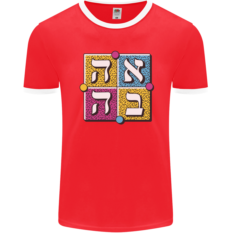 Love in Written in Hebrew Mens Ringer T-Shirt FotL Red/White