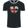 Love Flag England English Football Rugby Mens Ringer T-Shirt FotL Black/White