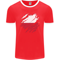 Torn Poland Flag Polish Day Football Mens Ringer T-Shirt FotL Red/White