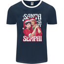 Anime Santa is My Sempai Funny Christmas Xmas Mens Ringer T-Shirt FotL Navy Blue/White