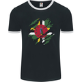 Torn Dominica Flag Dominican Day Football Mens Ringer T-Shirt FotL Black/White