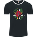 Torn Dominica Flag Dominican Day Football Mens Ringer T-Shirt FotL Black/White