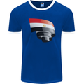 Curled Egypt Flag Egyptian Day Football Mens Ringer T-Shirt FotL Royal Blue/White