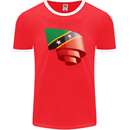 Curled Saint Kitts and Nevis Flag Day Football Mens Ringer T-Shirt FotL Red/White