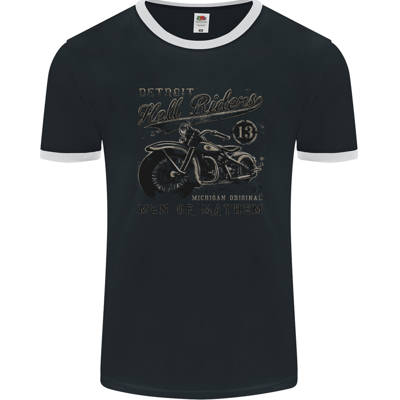 Hell Riders Biker Motorbike Motorcycle Chopper Mens Ringer T-Shirt FotL Black/White