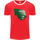Curled Saudi Arabia Flag Arabian Day Football Mens Ringer T-Shirt FotL Red/White