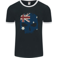 Australian Skull Australia Gym Biker Flag Mens Ringer T-Shirt FotL Black/White