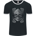 Religious Skull Pope Rock Music Heavy Metal Mens Ringer T-Shirt FotL Black/White