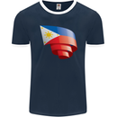Curled Philippines Flag Philipino Day Football Mens Ringer T-Shirt FotL Navy Blue/White
