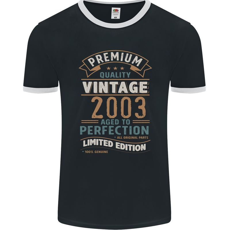 Premium Vintage 20th Birthday 2003 Mens Ringer T-Shirt FotL Black/White