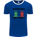 Player Two Wanted Funny Singles Day Gamer Mens Ringer T-Shirt Royal Blue/White