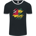 Torn Togo Flag Togolese Day Football Mens Ringer T-Shirt FotL Black/White