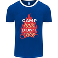 Funny Camping Camp Hair Dont Care Caravan Mens Ringer T-Shirt FotL Royal Blue/White