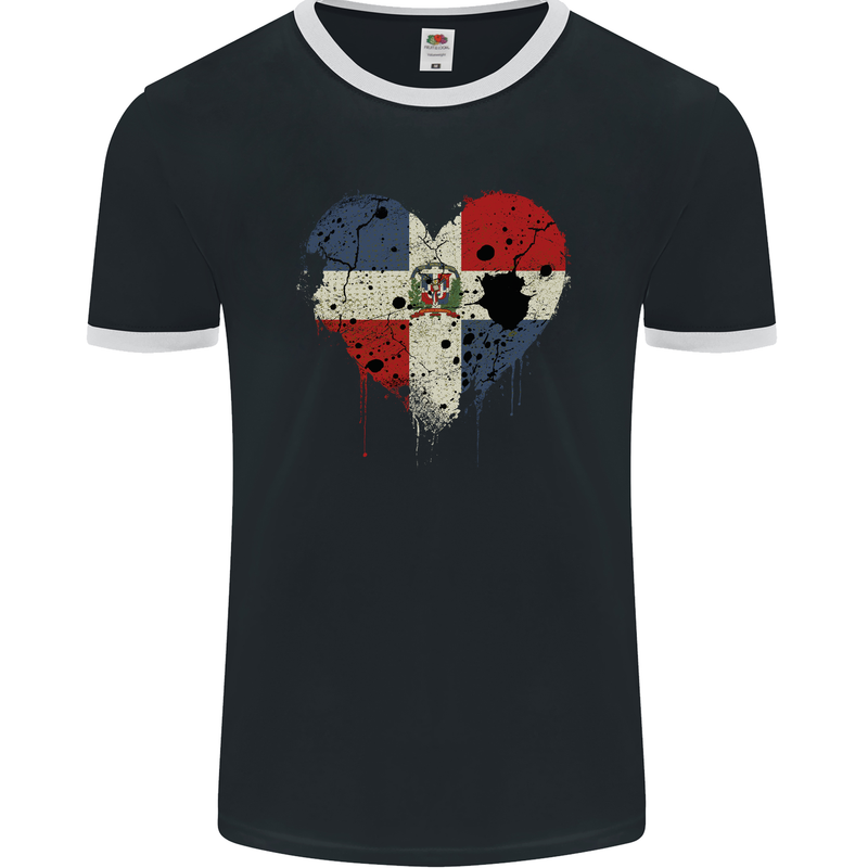 Love Dominican Republic Flag Dominicanos Day Mens Ringer T-Shirt FotL Black/White