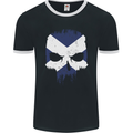 Scotland Skull Scottish Gym Flag Biker Mens Ringer T-Shirt FotL Black/White