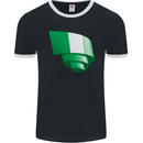 Curled Nigeria Flag Nigerian Day Football Mens Ringer T-Shirt FotL Black/White