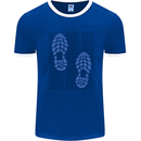 Rise & Run Running Marathon Cross Country Runner Mens Ringer T-Shirt Royal Blue/White