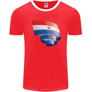 Curled Paraguay Flag Paraguayan Day Football Mens Ringer T-Shirt FotL Red/White