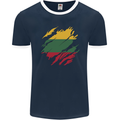 Torn Lithuania Flag Lithuania Day Football Mens Ringer T-Shirt FotL Navy Blue/White