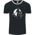 Skull Biker With Staffy Dog Motorbike Motorcycle Mens Ringer T-Shirt FotL Black/White