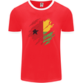 Torn Guinea-Bissau Flag Day Football Mens Ringer T-Shirt FotL Red/White