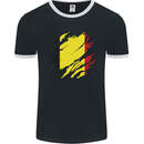 Torn Belgium Flag Belgian Day Football Mens Ringer T-Shirt FotL Black/White