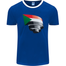 Curled Sudan Flag Sudanese Day Football Mens Ringer T-Shirt FotL Royal Blue/White