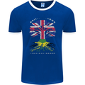 British Grown Jamaican Roots Jamaica Flag Mens Ringer T-Shirt FotL Royal Blue/White