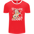 Funny Christmas Dog Too Late to Be Good Mens Ringer T-Shirt FotL Red/White
