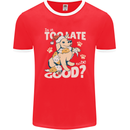 Funny Christmas Dog Too Late to Be Good Mens Ringer T-Shirt FotL Red/White