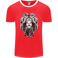 A Rasta Lion With Dreadlocks Jamaica Reggae Mens Ringer T-Shirt FotL Red/White