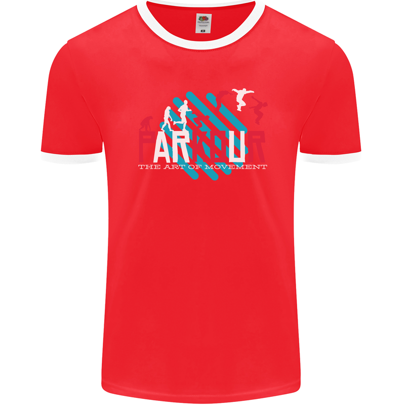 Parkour the Art of Movement Mens Ringer T-Shirt FotL Red/White