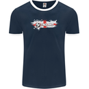 England Flag Football Mens Ringer T-Shirt FotL Navy Blue/White