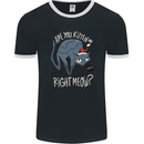 Funny Christmas Cat Bah Humbug Xmas Mens Ringer T-Shirt FotL Black/White