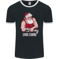 Santa's Workout Funny Christmas Gym Xmas Training Mens Ringer T-Shirt FotL Black/White