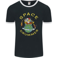 Space Drummer Drumming Astronaut Drum Mens Ringer T-Shirt FotL Black/White