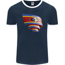 Curled Swaziland Flag Swazi Day Football Mens Ringer T-Shirt FotL Navy Blue/White