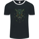 Cyber Wolf Werewolf Lycan Mens Ringer T-Shirt FotL Black/White