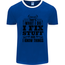 I Fix Stuff Funny Electrician Sparky DIY Mens Ringer T-Shirt Royal Blue/White