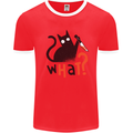 What? Funny Murderous Black Cat Halloween Mens Ringer T-Shirt Red/White