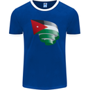 Curled Jordan Flag Jordanian Day Football Mens Ringer T-Shirt FotL Royal Blue/White