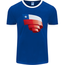 Curled Chile Flag Chilean Day Football Mens Ringer T-Shirt FotL Royal Blue/White