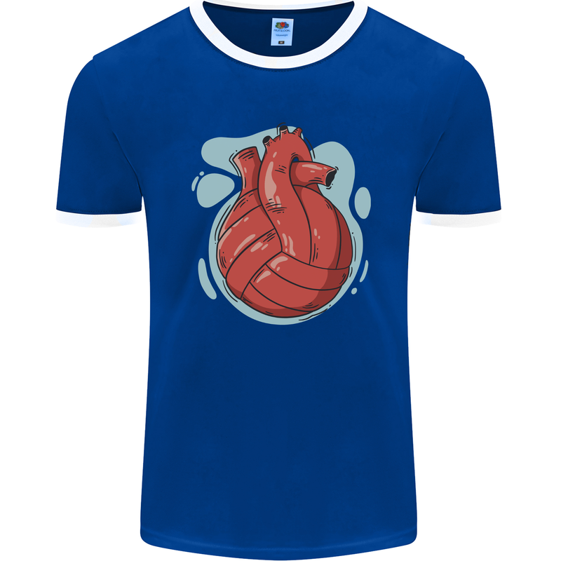 Volleyball Shaped Like a Heart Mens Ringer T-Shirt FotL Royal Blue/White